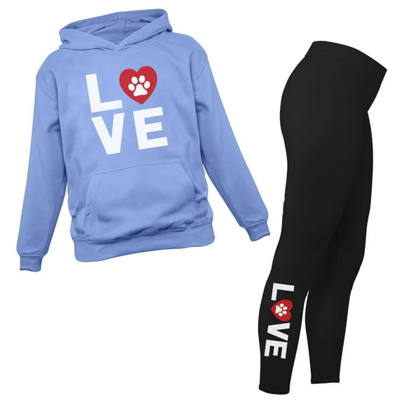 Love Dogs Leggings and Hoodie for Women Girls Set Dog Owner Gifts Black Small / California Blue Small