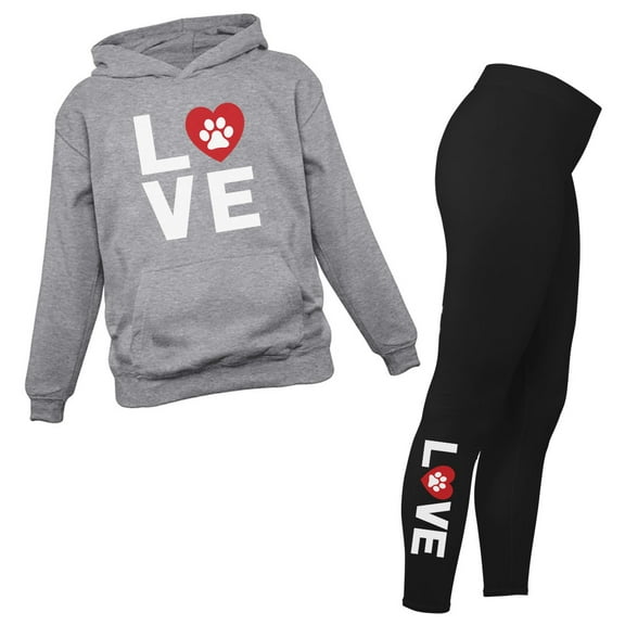 Love Dogs Leggings and Hoodie for Women Girls Set Dog Owner Gifts Black X-Large / Gray X-Large