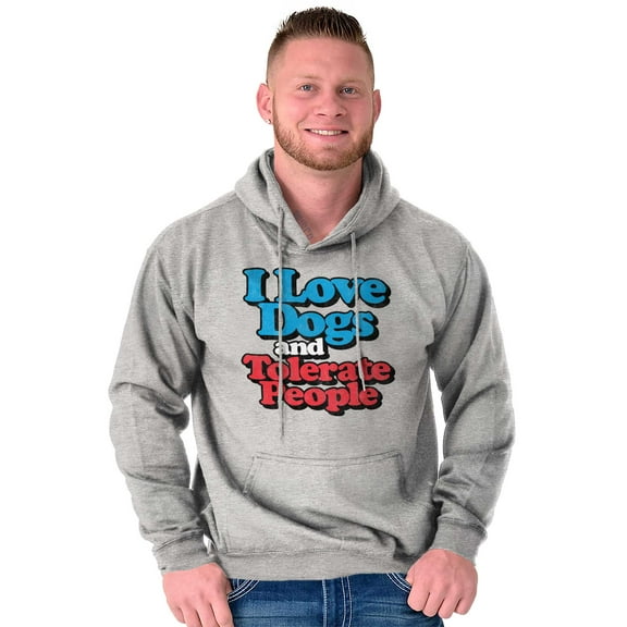 Love Dogs Tolerate People Antisocial Unisex Plus Fleece Graphic Hoodie Brisco Brands 4X