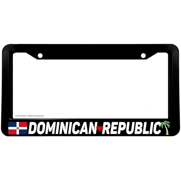 Love Dominican Republic Palm Tree Tropical Auto License Plate Frame