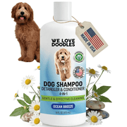 We Love Doodles Organic Professional 4-in-1 Dog Shampoo, Conditioner, Detangler, Moisturizer, Ocean Breeze, 16 fl-oz