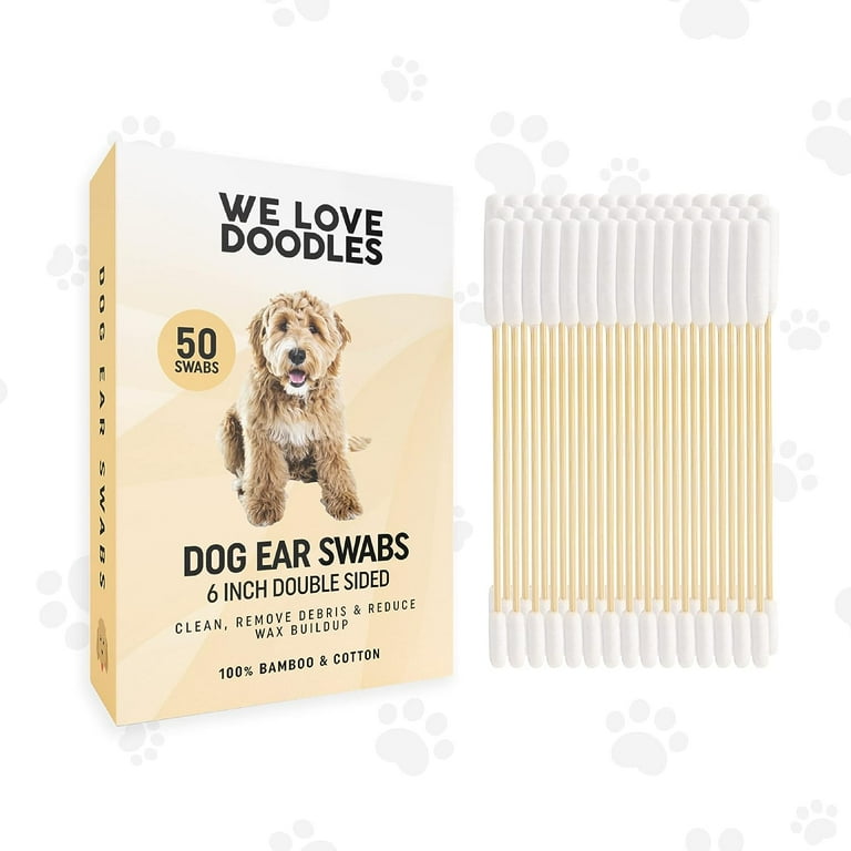 We Love Doodles Long Cotton Dog Ear Swabs, Double Sided, Inches
