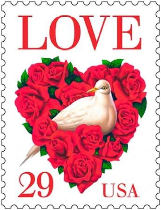 Love Dove and Roses Canvas Art - US POSTAL SERVICE (22 x 28)