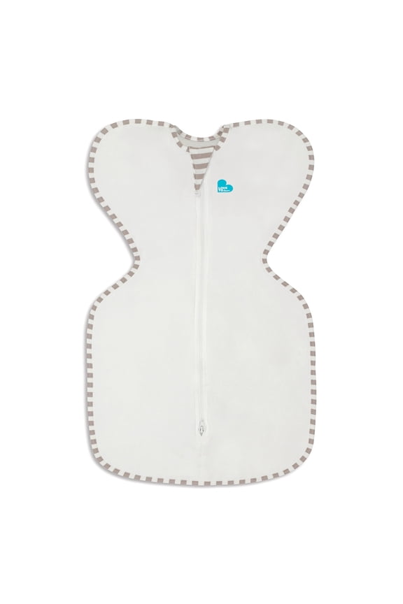 Swaddle Up Organic Cotton 1.0 TOG Baby Sleep Sack, Arms Up Design, Twin Zipper, Small 8-13 lbs, Cream