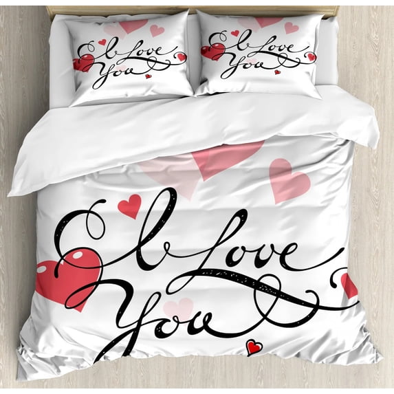 Love Duvet Cover Set /King/Full Microfiber I Love You To The Moon and Back Decor 2/3pcs Bedding Set White Comforter Cover