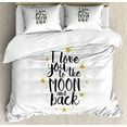 thumbnail image 1 of Love Duvet Cover Set King Size, I Love You To The Moon and Back Doodle Stars Hand Writing Inspirational, Decorative 3 Piece Bedding Set with 2 Pillow Shams, Earth Yellow Black White, by Ambesonne, 1 of 3