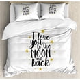 thumbnail image 1 of Love Duvet Cover Set Queen Size, I Love You To The Moon and Back Doodle Stars Hand Writing Inspirational, Decorative 3 Piece Bedding Set with 2 Pillow Shams, Earth Yellow Black White, by Ambesonne, 1 of 3