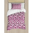 thumbnail image 1 of Love Duvet Cover Set Twin Size, Stylized Pink Hearts and Circles Doodle Style Cute Romantic Floral Artful Design, Decorative 2 Piece Bedding Set with 1 Pillow Sham, Pink Black White, by Ambesonne, 1 of 3