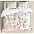 thumbnail image 1 of Love Duvet Cover Set, Wedding Themed Floral Illustration with Little Hearts Blooming Abstract Art, Decorative 3 Piece Bedding Set with 2 Pillow Shams, Queen Size, Pale Pink, by Ambesonne, 1 of 3