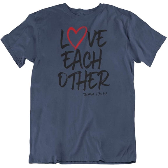Love Each Other John 13:14 Bible Verse Christian T-Shirt for Men & Women Navy