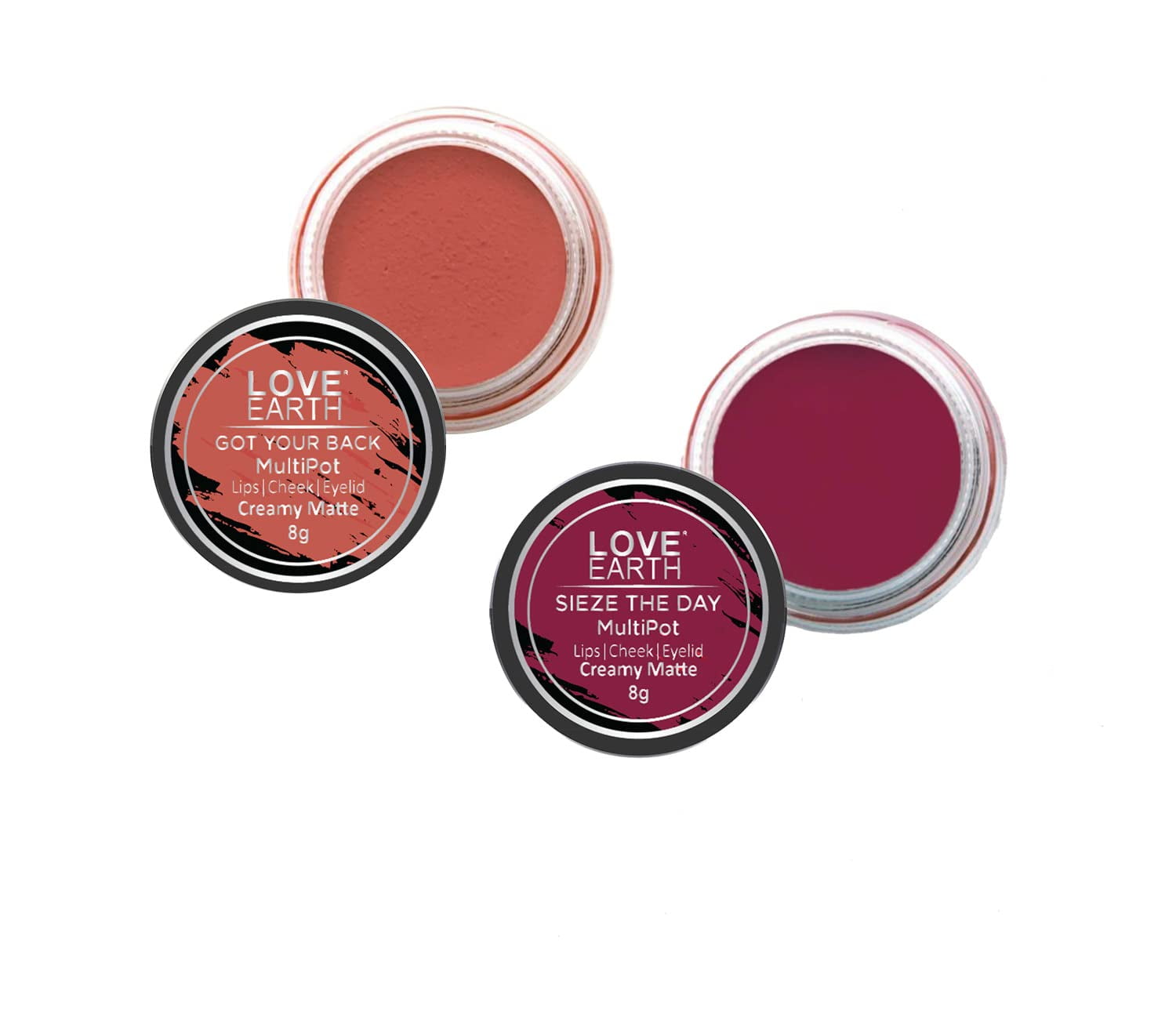 Love Earth Lip Tint & Cheek Tint Multipot Combo (Coral & Raspberry Pink