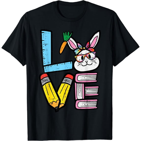 Love Easter Bunny Teacher Cute Rabbit Spring School Women T-Shirt
