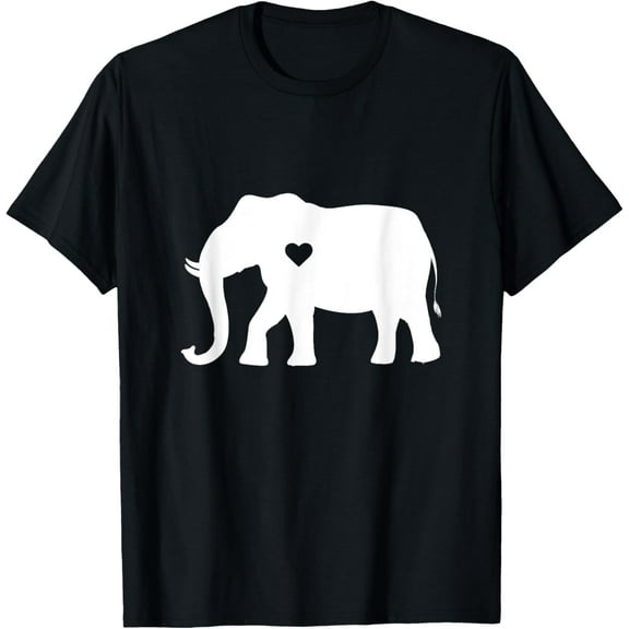 Love Elephant Heart Silhouette Gift T-Shirt men and women can wear, black, white, gifts