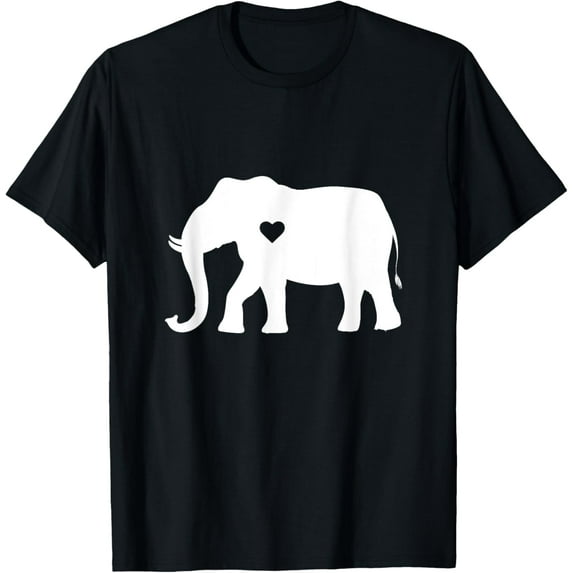 Love Elephant Heart Silhouette Gift T-Shirt men and women can wear, black, white, gifts