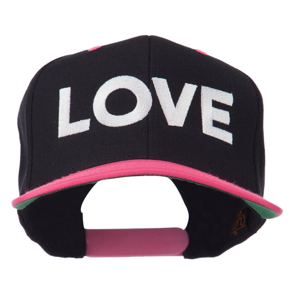 Love Embroidered Snapback Cap - Black Pink OSFM