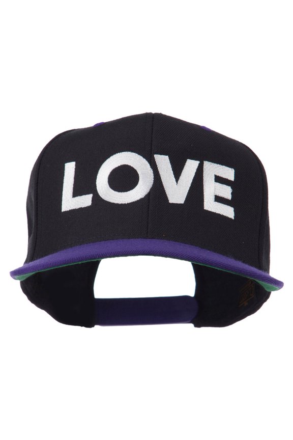 Love Embroidered Snapback Cap - Black Purple OSFM