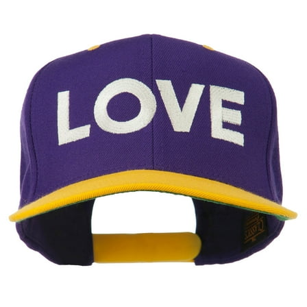 Love Embroidered Snapback Cap - Purple Gold OSFM