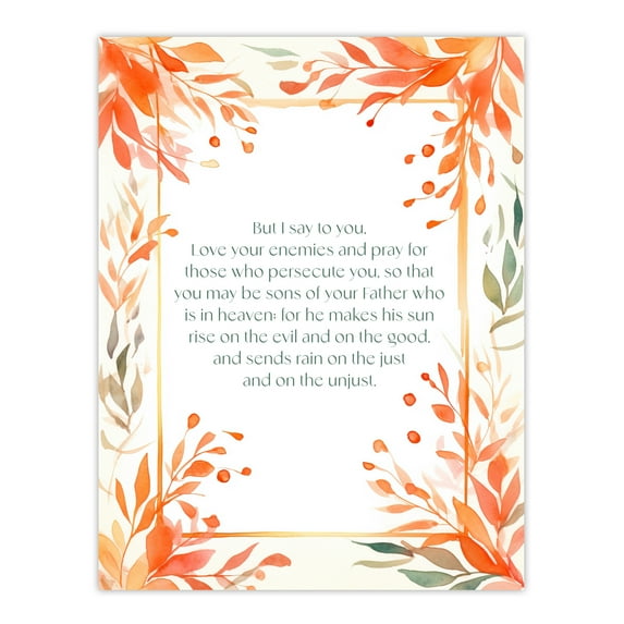 Love Your Enemies Orange Sermon on the Mount Jesus Christ Christian Bible Faith God Quote Revelations Flowers Artwork Unframed Wall Art Print Poster Home Decor Premium