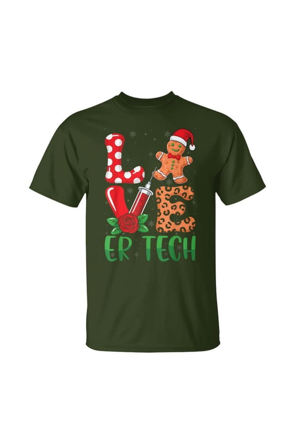 Love Er Tech Christmas Gingerbread Emergency Room Nurse TShirt