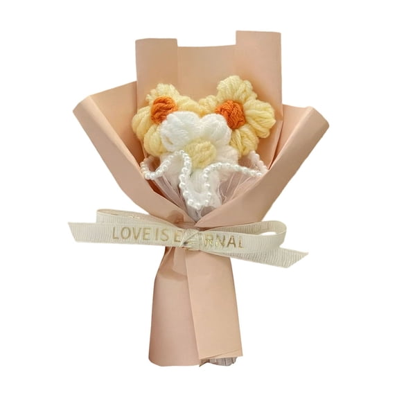 Love Eternally Handmade Yarn Flower Bouquet 6 Inch Knitted Floral for Mother's Day Teachers' Day Gift & Home Decor, Long-Lasting Keepsake Floral Arrangement