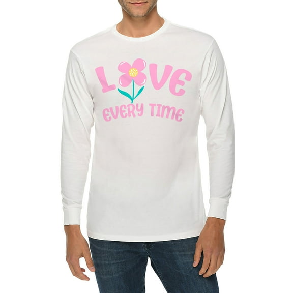 Love Every Time Graphic Long Sleeve Crewneck Tee - White XL