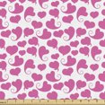 thumbnail image 1 of Ambesonne Love Fabric by the Yard Upholstery, Swirling Tailed Hearts Pattern, 1 Yard, Pink and White, 1 of 5