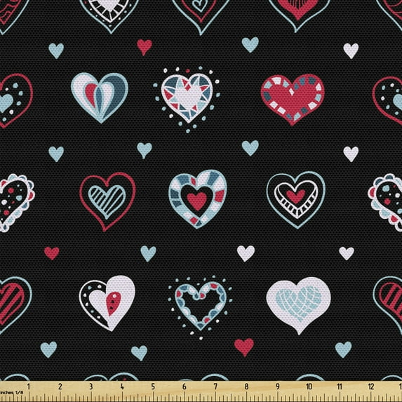 Ambesonne Love Fabric by the Yard Upholstery, Love Design, 2 Yards, Multicolor