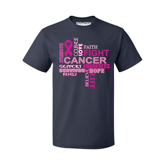 Love Faith Fight Breast Cancer Awareness Support Family Friends Run Walk Marathon Men's T-shirt, S, Navy
