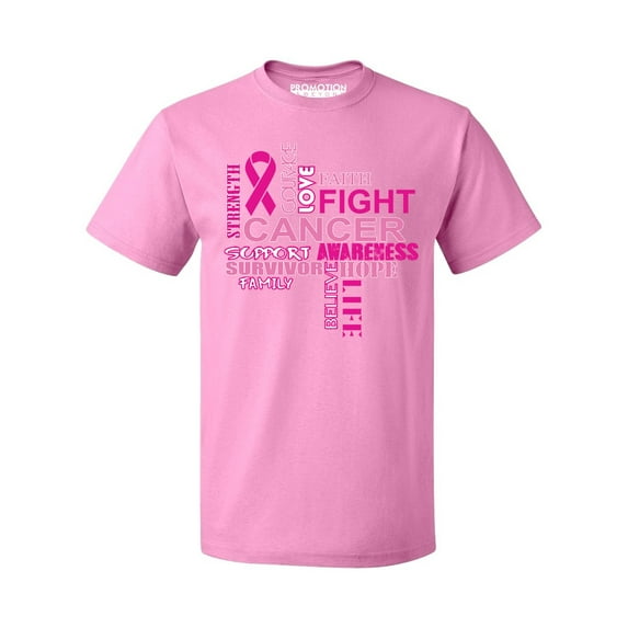 Love Faith Fight Breast Cancer Awareness Support Family Friends Run Walk Marathon Men's T-shirt, XL, Azalea Pink