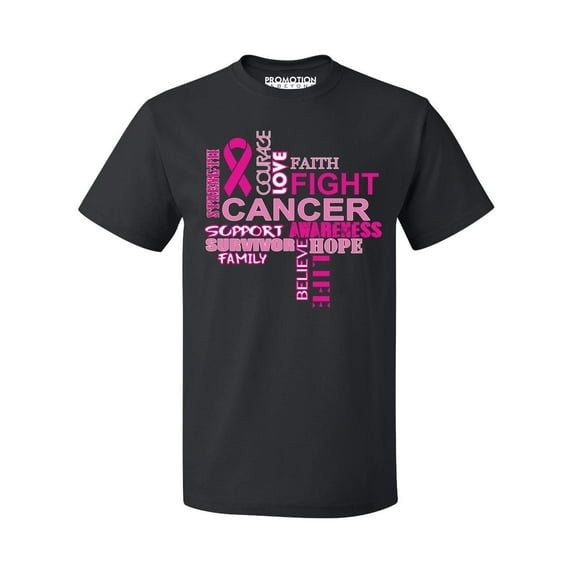 Love Faith Fight Breast Cancer Awareness Support Family Friends Run Walk Marathon Men's T-shirt, XL, Black