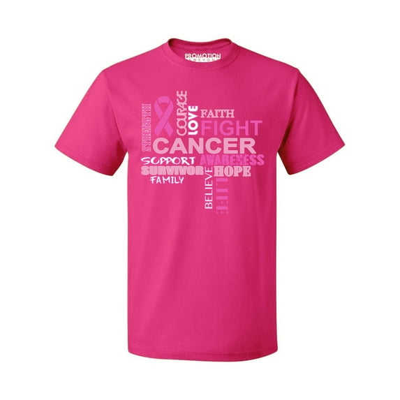 Love Faith Fight Breast Cancer Awareness Support Family Friends Run Walk Marathon Men's T-shirt, XL, Cyber Pink