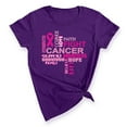 thumbnail image 1 of Love Faith Fight Breast Cancer Awareness Support Family Friends Run Walk Marathon Women's T-shirt, 3XL, Purple, 1 of 5