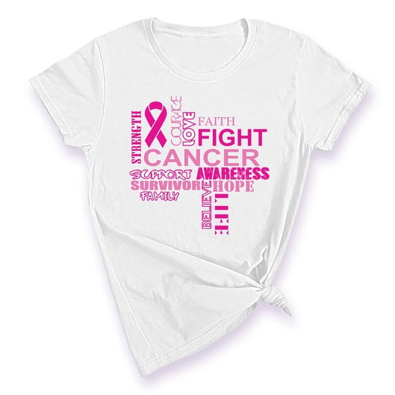 Love Faith Fight Breast Cancer Awareness Support Family Friends Run Walk Marathon Women's T-shirt, M, White