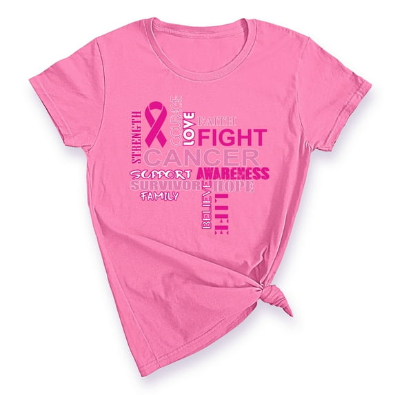 Love Faith Fight Breast Cancer Awareness Support Family Friends Run Walk Marathon Women's T-shirt, S, Azalea Pink