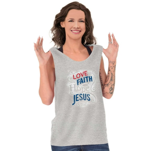 Love Faith Hope Christian Belief Tank Top Tee Shirt Women Brisco Brands S