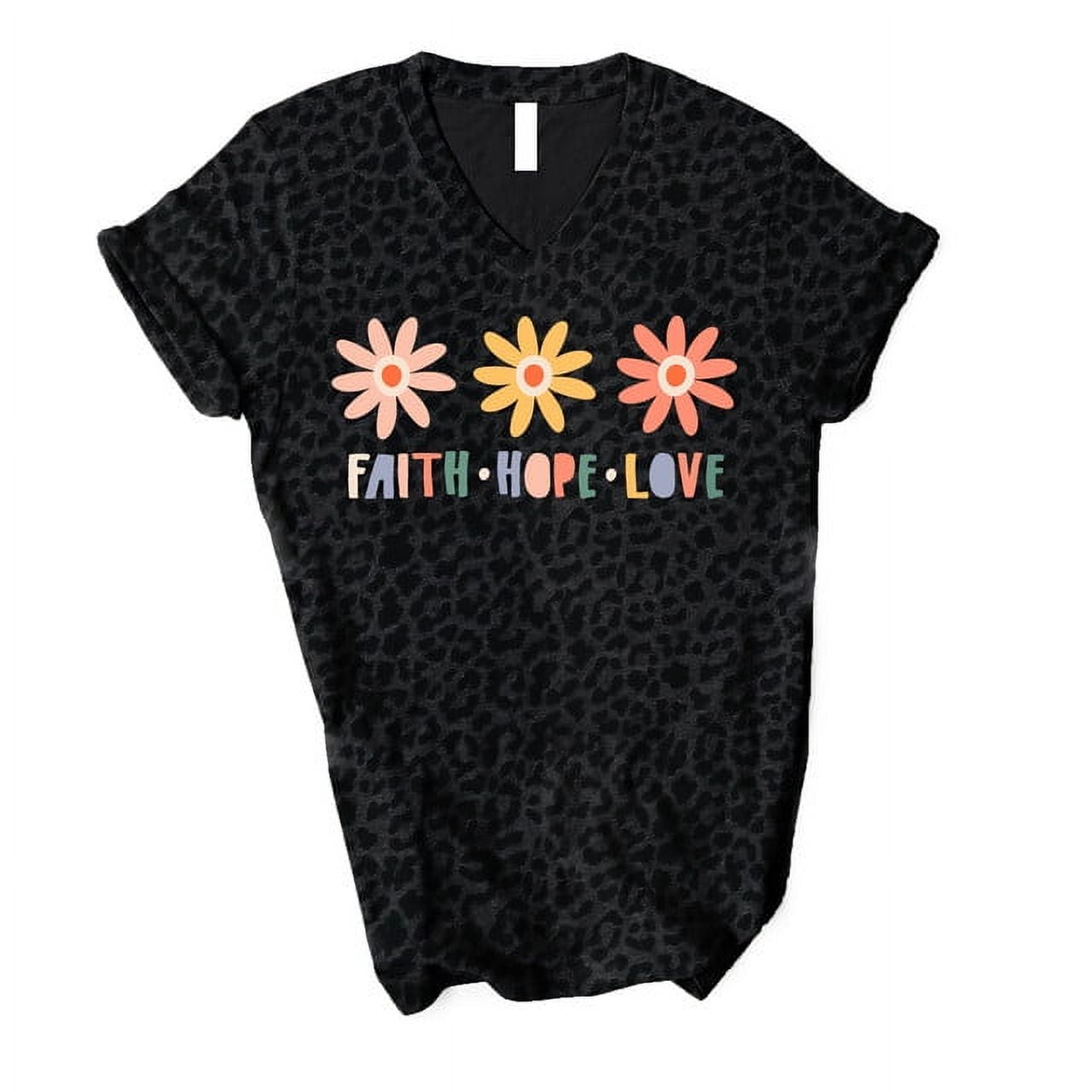 Love in Faith | Faith Hope Love Flowers 3/4 Sleeve V-Neck | Christian T ...