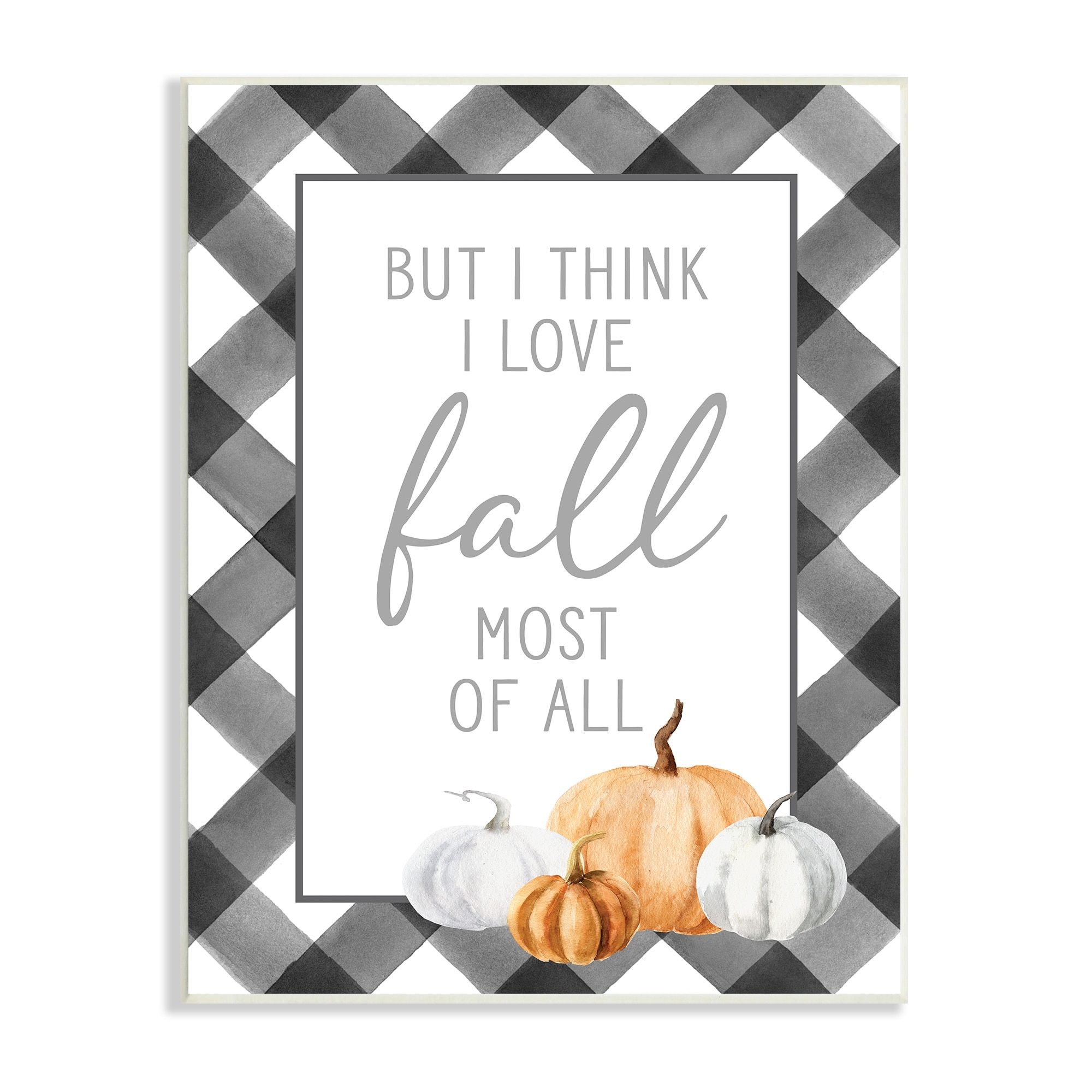 Love Fall Festive Phrase Autumn Plaid Border Inspirational Graphic Art Unframed Art Print Wall Art