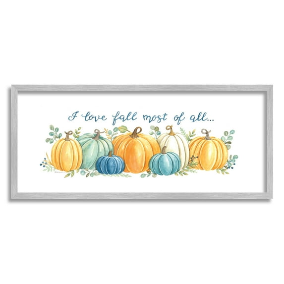 Love Fall Most Of All Assorted Harvest Pumpkins Botanical & Floral Graphic Art Framed Art Print Wall Art