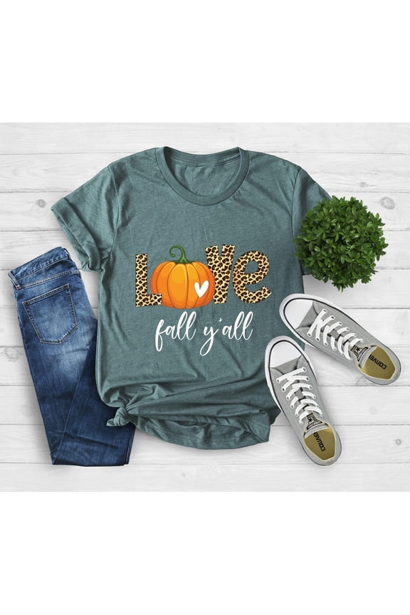Love Fall Y'All Shirt, Leopard Print Fall Shirt, Thanksgiving, Hello Pumpkin, Fall Vibes, Family Thanksgiving Shirt, Peace Love Thanksgiving All Size S-5Xl