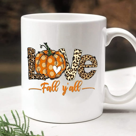 Love Fall Y'all Mug, Fall Ceramic Coffee Mug, Cute Halloween Fall Mug, Pumpkin Mug, Leopard Fall Mug, Pumpkin Love Mug, Fall Vibes, Thanksgiving Mug, Halloween Mug 11oz 15oz