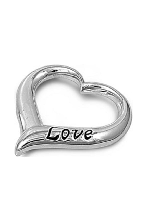 Love Fancy Hollow Heart Pendant Sterling Silver