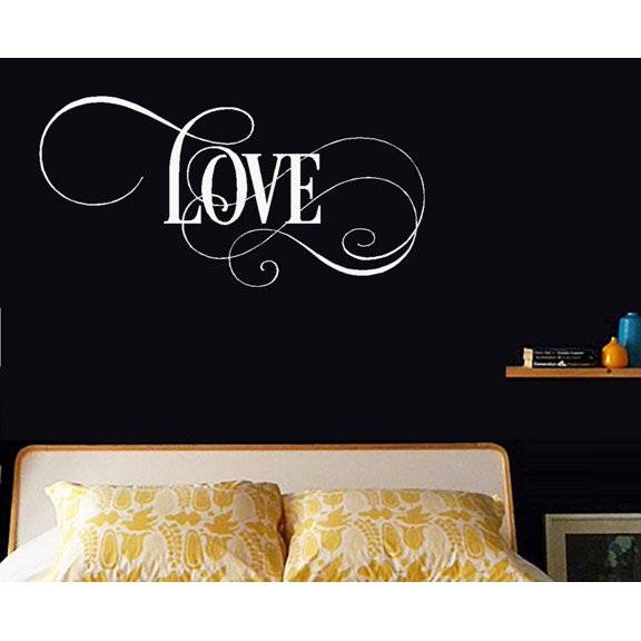 Love: ( Fancy ) Wall or Window Decal ~ 13" x 26" (White)