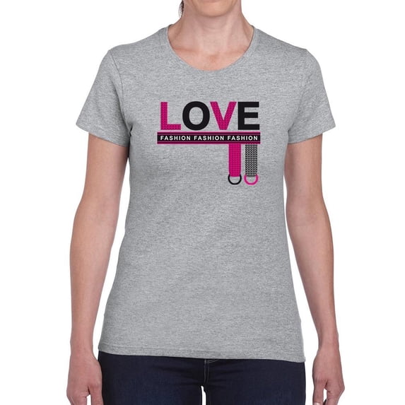 Love Fashion Belt Buckles Shaped T-Shirt Women -Image by Shutterstock, Female XX-Large