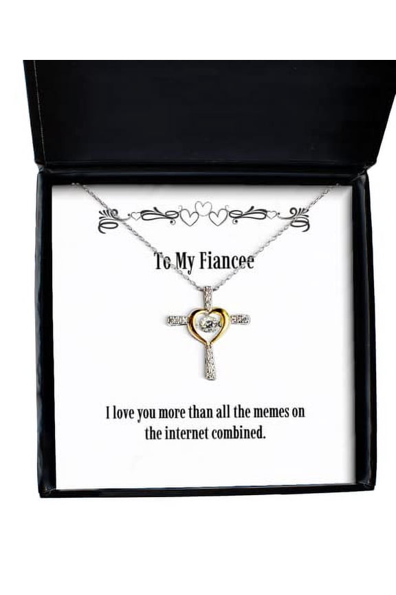 Love Fiancee Gifts, I love you more than all the memes on the internet combined, Holiday Cross Dancing Necklace For Fiancee, , Funny fiancee gift, Funny engagement gift, Funny wedding gift, Humorous