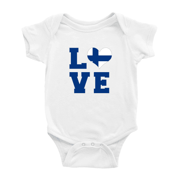Love Finland Flag Heart Baby Romper (White, 18-24 Months)