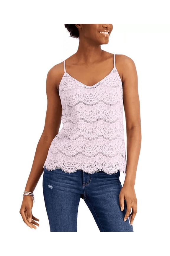 Juniors' Lace Sleeveless V-Neck Camisole Top Light Purple S, $34 NWT