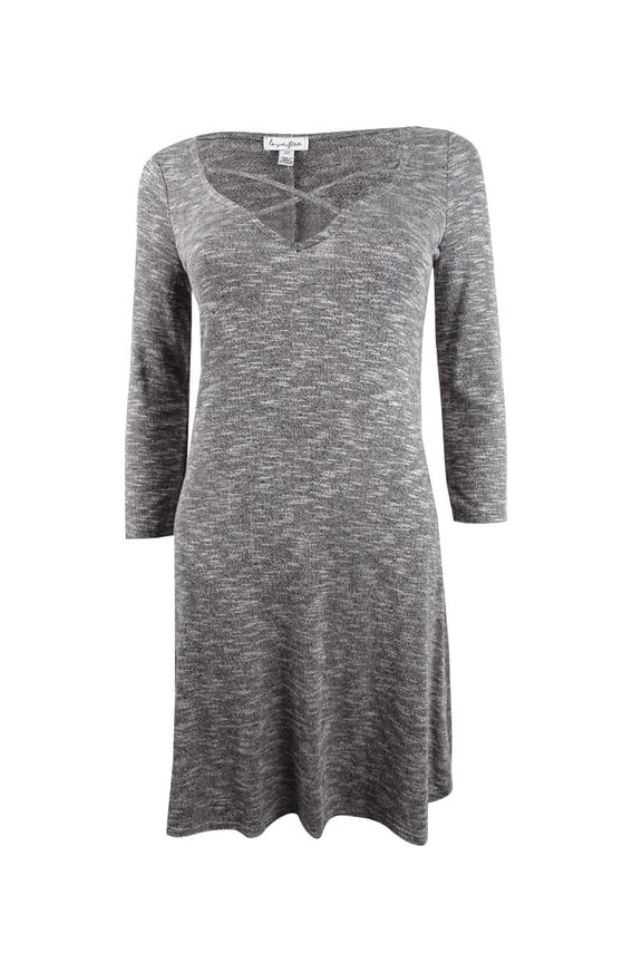 Juniors' Marled Crisscross Dress S, Heather Grey