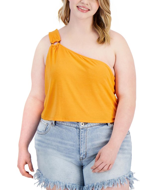 Womens Plus Ribbed Short Cropped