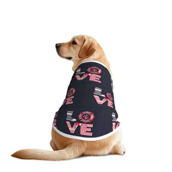 Love Firefighter Dog T Shirts Vest for Dogs Fit - Spring, Summer, Fall Wear for Large Breed 3X-Large