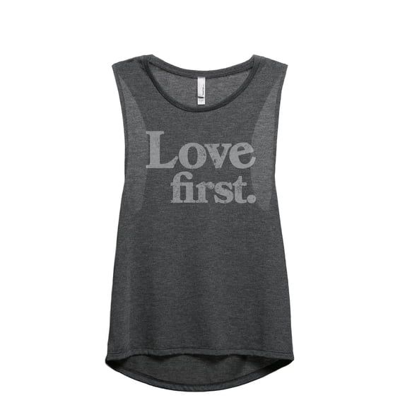 Love First Women's Fashion Sleeveless Muscle Workout Yoga Tank Top Charcoal Grey Large
